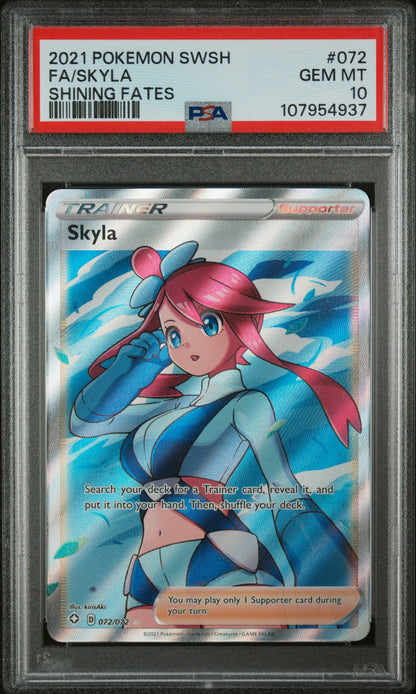 2021 POKEMON SWORD & SHIELD SHINING FATES 072 FULL ART/SKYLA - PSA 10 #107954937